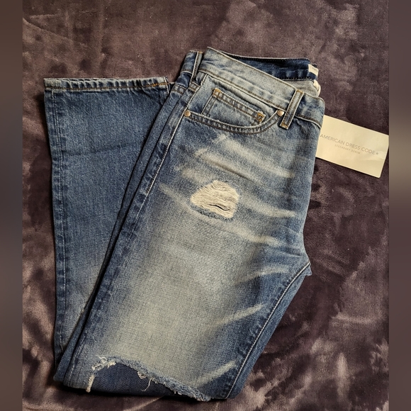 American Dress Code Distressed Straight Leg Button Fly Jeans Size 25 NWT - Picture 4 of 6